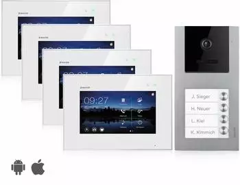 Balter EVO Video-T&uuml;rsprechanlage Aufputz 4-Familienhaus 4x 7" Monitor WLAN (EVO-AP-4FAM-4M-WIFI)