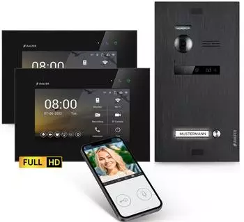 Balter EVO-HD Video-T&uuml;rsprechanlage WLAN, 2x 7" HD-Monitor, Full HD-Kamera, schwarz (EVO-HD-WIFI-BL-1FAM-2M)