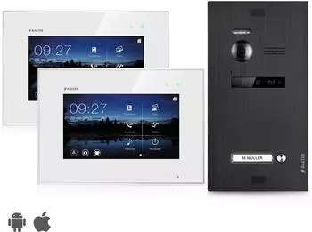 Balter EVO Video-T&uuml;rsprechanlage 2x 7" Touchscreen-Monitor, 2-Draht, WLAN (EVO-BLACK-1FAM-2M-WIFI)