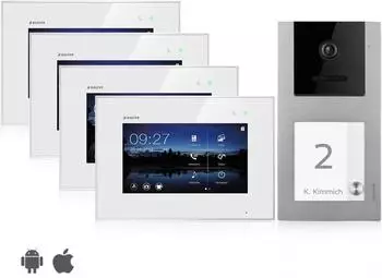 Balter EVO Video-Türsprechanlage 7" Touchscreen, 4 Monitore, WLAN, Aufputz (EVO-AP-1FAM-4M-WIFI)