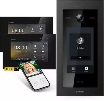 Balter EVO-HD Touch Video-T&uuml;rsprechanlage Full HD, 2x 7" Monitor, RFID, schwarz (EVO-HD-BLACK-TOUCH-7-2M-BL-1WIFI)