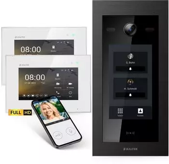 Balter EVO HD Touch T&uuml;rsprechanlage 2-Familienhaus, 2x 7" Monitor, Full HD, RFID, WLAN (EVO-HD-BLACK-TOUCH-7-2M-WH-WIFI)