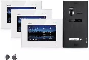 Balter EVO Video-T&uuml;rsprechanlage 3x 7" Touchscreen, 2-Draht, WLAN, 1-Familienhaus (EVO-BLACK-1FAM-3M-WIFI)