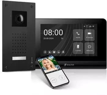 Balter Entri L Video-T&uuml;rsprechanlage 2-Draht Unterputz Full HD, 7-Zoll-Monitor, App (ENTRI-L-SET-BLACK)
