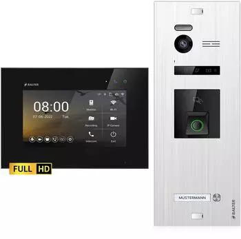 Balter EVO HD Fingerprint Video-T&uuml;rsprechanlage 1-Familienhaus, 1x 7" Monitor (EVO-HD-FN-SL-BL-1FAM-1M)