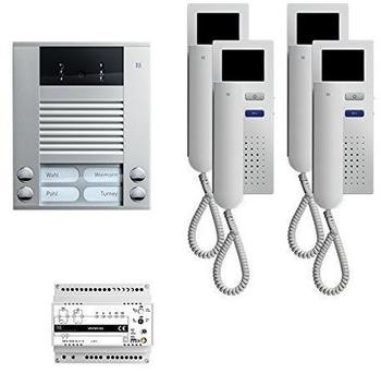 TCS Video:pack4 color Türsprechanlage für 4 Wohneinheiten, mit Außenstation AVE, Aufputzmontage, weiß/silber (PVE1540-0010)