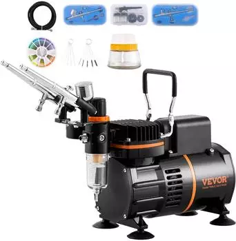 VEVOR Airbrush-Set mit Luftkompressor, Doppell&uuml;fter, 3 Airbrushes (TC-20B)