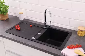 Respekta Sp&uuml;lbecken 86x43 cm Granit schwarz (ATLANTA86X43S)