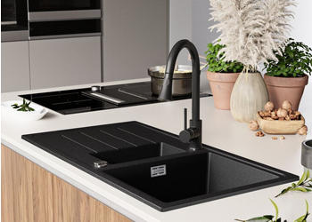 Primagran Sp&uuml;lbecken mit Ablauf Set 90x50 cm Granit grau
