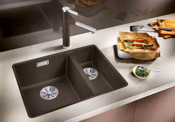 Blanco Subline 340 / 160-F Granitspüle 55,2 x 42,7 cm vulkangrau (527344) – Blanco Subline 340 / 160-F Granitspüle: Eleganz und Funktionalität in Ihrer Küche
