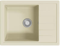 vidaXL K&uuml;chensp&uuml;le mit &Uuml;berlauf Oval Beige Granit