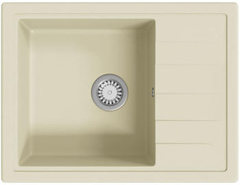 vidaXL K&uuml;chensp&uuml;le mit &Uuml;berlauf Oval Granit beige (147103)