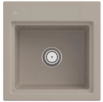 Villeroy & Boch Einbaubecken Subway Style 50 S Classicline AM Almond Excenterbetätigung Abtropfgitter Aluminium