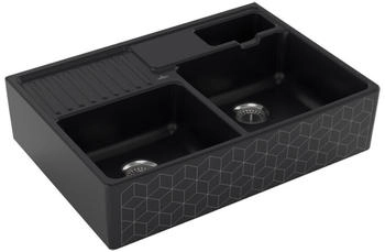 Villeroy & Boch Spülmodul Spülstein Doppelbecken Handbedienung Trendline M7 Mosaïque Black
