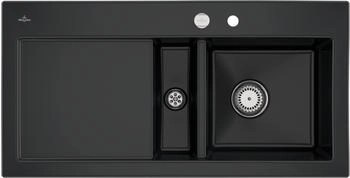 Villeroy & Boch Subway 60 Becken rechts Exzenterbetätigung R7 Pure Black (671202R7)