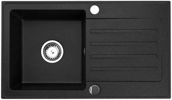 Faizee Möbel Granitspüle 75cm Schwarz Komplett Set