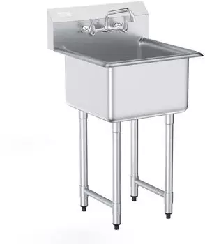 VEVOR Gewerblicher Sp&uuml;ltisch Edelstahl mit Wasserhahn 533,4x457x1041mm