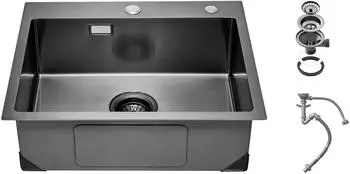 VEVOR K&uuml;chensp&uuml;le Einzelbecken Einbausp&uuml;le Edelstahl 68x45x19cm (T684519RB0)