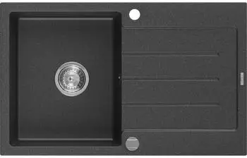 Mexen Bruno Granitspüle 1-Becken mit Abtropffläche 795x495mm, schwarz gesprenkelt (6513791010-76)