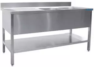 Saro Sp&uuml;ltisch 2 Becken rechts, Edelstahl, 1800x700mm (471-1500)