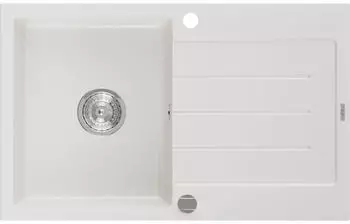 Mexen Bruno Granitspüle 1 Becken mit Abtropffläche 795x495mm, Weiß, Siphon Chrom (6513791010-20)