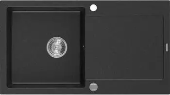 Mexen Leo Granit-Spüle 1-Becken mit Abtropffläche 900x500mm Schwarz/Silber (6501901010-73)