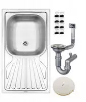 DomoDomo K&uuml;chensp&uuml;le Edelstahl 760&times;435 mm, satiniert, mit Abtropffl&auml;che,...