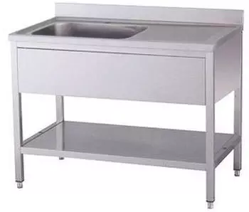 KBS Spültisch 1 Becken links mit Aufkantung 1200x700x850mm Edelstahl 18/10 (91621103)