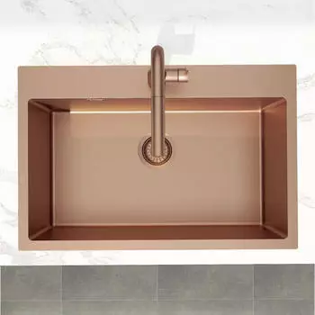 SAT Aurum K&uuml;chensp&uuml;le Edelstahl 304, 1 Becken, 68x45x21cm, Kupfer geb&uuml;rstet PVD (SATSINK6845BRG)