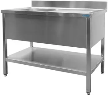 Saro Sp&uuml;ltisch 1 Becken links, T&uuml;ren, Aufkantung, 1200x700x850mm (700-2510L)
