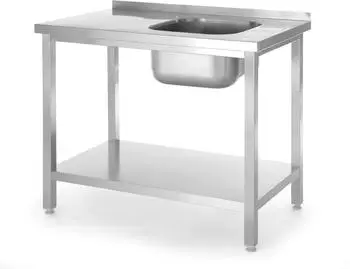 Hendi Kitchen Line Sp&uuml;ltisch mit Sp&uuml;lbecken rechts, Edelstahl, 1000x600x850mm (817018)