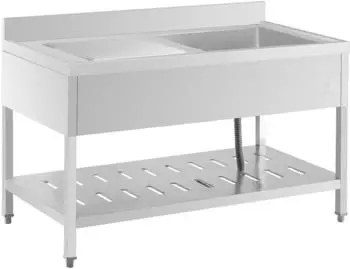 Royal Catering Sp&uuml;ltisch Edelstahl 1 Becken 510x520x245mm mit Regal 140x70cm (RCSSS-140X70-S)
