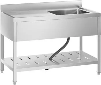 Royal Catering Gastro-Sp&uuml;lbecken 1 Becken 120x60cm Edelstahl mit Regal (RCSSS-120X60-S)