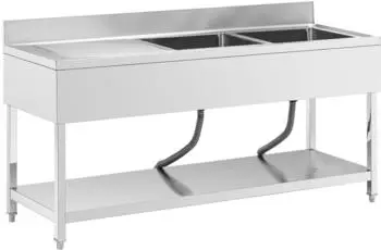 Royal Catering Gastro-Sp&uuml;ltisch 2 Becken 500x400x250mm Edelstahl 180x60cm (RCGS-2B1800D6)