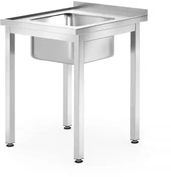 Hendi Sp&uuml;ltisch mit Waschbecken, h&ouml;henverstellbar, 600x600x850mm, Edelstahl (811849)