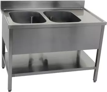 Saro Spültisch 2 Becken links 1200x700x850mm Grundboden und Aufkantung (471-2000)