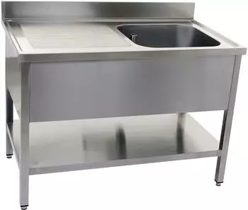 Saro Sp&uuml;ltisch 1 Becken rechts, 1200mm, Tiefe 700mm, Edelstahl (SAR-700-2510R)