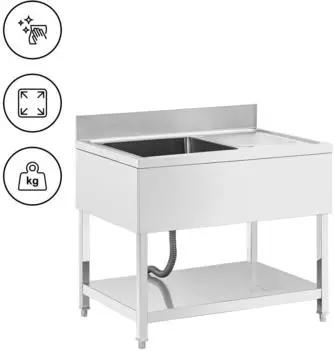 Royal Catering RCGS-1B100D7 Edelstahl-Sp&uuml;ltisch 1 Becken 100x70cm (RCGS-1B100D7)