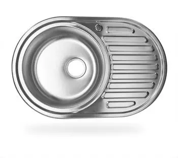 Stabilo Sanit&auml;r Calypso ML Einbausp&uuml;le, Edelstahl, rund, Abtropffl&auml;che rechts (4054827146089)