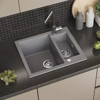 Bergstroem Prag Granitspüle 2 Becken, grau, 58x50cm (57780)