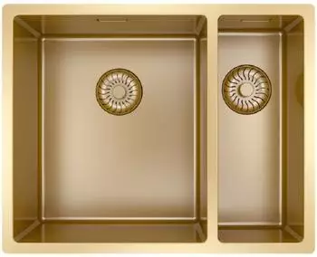 Caressi CAPP3415R10G K&uuml;chensp&uuml;le rechteckig, gro&szlig;es Becken links, gold (PVD) (CAPP3415R10G)