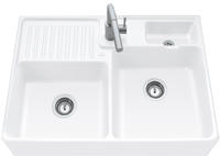 Villeroy & Boch Sp&uuml;lstein Doppelbecken, Ablaufgarnitur mit Handbet&auml;tigung,
