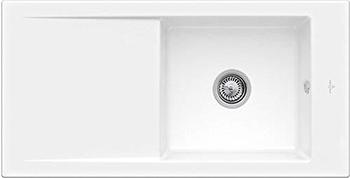Villeroy & Boch Timeline 60 flat Sp&uuml;le, Ablaufgarnitur mit Handbet&auml;tigung snow white gl&auml;nzend mit ceramicplus 67901FKG