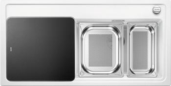 Blanco Zenar XL 6 S DampfgarPlus rechts weiß + Excenterbetätigung + InFino + Glasschneidbrett