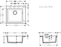 hansgrohe Einbausp&uuml;le 43312380 560 x 510 mm, 1 Hauptbecken, Hahnloch vordefiniert,