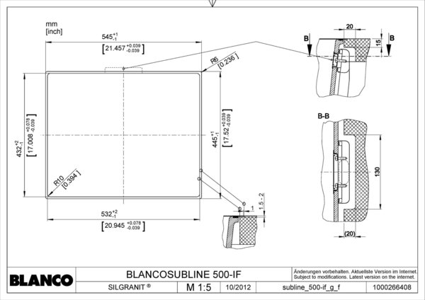 Blanco Subline 500-IF SteelFrame anthrazit + Excenterbetätigung + InFino