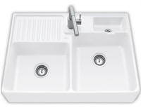 Villeroy & Boch Sp&uuml;lstein Doppelbecken, Ablaufgarnitur mit Handbet&auml;tigung,