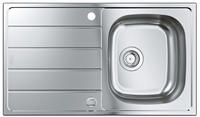 GROHE K200 Edelstahl-Einbausp&uuml;le 86 x 50 cm mit 1 Becken und Abtropffl&auml;che,