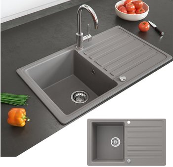 Bergström Granit Spüle Einbauspüle Spülbecken 765x460mm Beton – Robust und Langlebig