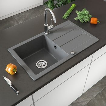Bergström Granit Spüle Küchenspüle Einbauspüle Spülbecken 750x434mm Grau